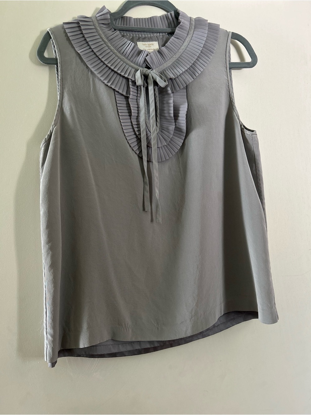 kate spade Sleeveless Pleated Tie-Neck Camisole - Gray